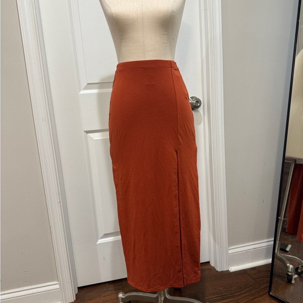 Nordstrom Open Edit Midi Skirt in Rust Orange
